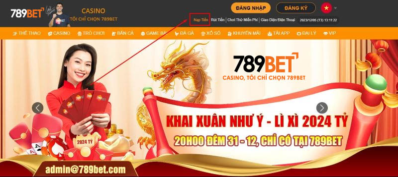 Truy cập vào trang chủ 789bet để nạp tiền